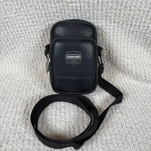 Vanguard Black Faux Leather Crossbody Camera‎ Bag Pouch with Strap EUC